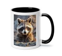 FekiLoot Cute Raccoon Coffee Mug 12oz Ceramic Coffee Cup with Handle Novelty Color Mugs Tea Cup for Home, Office & Cafe Use, Microwave & Dishwasher Safe