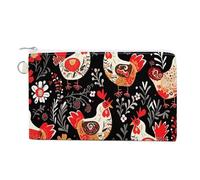 FekiLoot Cute Rooster Chickens Coin Purse,Travel Portable Keychain Wallet Canvas Coin Wallets Mini Zipper Tool Bag Lightweight Change Purse