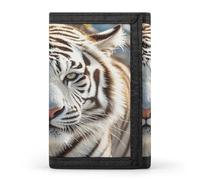 FekiLoot Cute White Tiger Wallet Slim Trifold Wallets with Multiple Card Slots Credit Card Holder Pocket Coin Purse