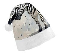 FekiLoot Cute Zebra Watercolor 2.Christmas Hat Cap with Plush Trim Warm Xmas Hats Headwear for Winter Holiday Party Supply