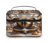 FekiLoot Dachshund Book Makeup Bag Large Capacity Travel Cosmetic Bag Lightweight Hand-held Toiletry Bags Portable Cosmetic Pouch Cute Make Up Pouch for Women