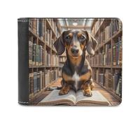 FekiLoot Dachshund Book Wallet Large Capacity Slim Bifold Wallet with Multiple Card Slots PU Leather Men Purse