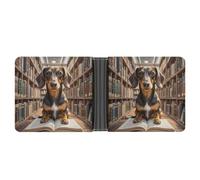 FekiLoot Dachshund Book Wallet Slim Leather Bifold Wallet Extra Capacity Wallets with Multiple Card Slots Men Billfold