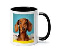 FekiLoot Dachshund Dog Coffee Mug 12oz Ceramic Coffee Cup with Handle Novelty Color Mugs Tea Cup for Home, Office & Cafe Use, Microwave & Dishwasher Safe
