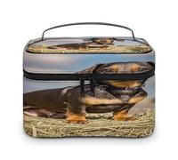 FekiLoot Dachshund Dog Makeup Bag Large Capacity Travel Cosmetic Bag Lightweight Hand-held Toiletry Bags Portable Cosmetic Pouch Cute Make Up Pouch for Women