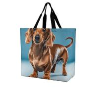 FekiLoot Dachshund Weiner Pet Dog Shopping Bag Foldable, Multipurpose Shoulder Bag, Reusable Grocery Bag Holder with Long Shoulder Strap, Waterproof Tote Bags for Work, Beach, Travel