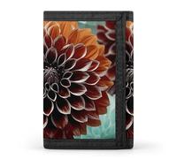 FekiLoot Dahlia Flower Trifold Wallet Slim Minimalist Front Pocket Men's Passcase Wallet Credit Card Holder