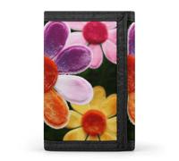 FekiLoot Daisy Flower Colorful Trifold Wallet Slim Minimalist Front Pocket Men's Passcase Wallet Credit Card Holder