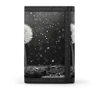 FekiLoot Dandelion Black And White Trifold Wallet Slim Minimalist Front Pocket Men's Passcase Wallet Credit Card Holder