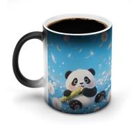 FekiLoot Dandelion Panda Color Changing Mugs Heat Sensitive Coffee Mug Novelty Ceramic Cup with Handle Magic Cups Temperature Changing Coffee Tumblers for Women Men Funny Gifts 11 Oz