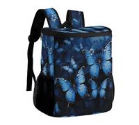 FekiLoot Dark Blue Butterflies Durable Cooler Backpack, Cooler Bag Large & Leakproof,Collapsible Cooler for Hot And Cold,Camping