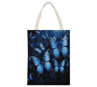 FekiLoot Dark Blue Butterflies Shopping Bag Canvas Tote Bag