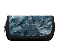 FekiLoot Dark Blue Camouflage Pattern Pencil Case Office Pencil Box Large Capacity Pencil Box Pouch Holder Double Zipper Pencil Case Use to Organize Desktop And Plan Space Home Office