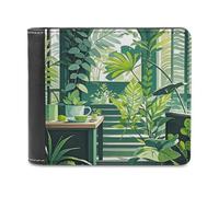 FekiLoot Dark Green And Green Style Wallet Large Capacity Slim Bifold Wallet with Multiple Card Slots PU Leather Men Purse