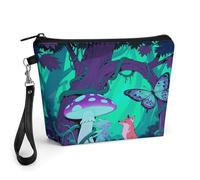 FekiLoot Dark Night Fox And Elves Makeup Bag for Purse, Waterproof Funny Cosmetic Bag for Women, Zipper Travel Pouch Gift 8.9×5.7 Inch