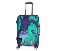 FekiLoot Dark Night Fox And Elves Travel Luggage Cover Stretchable Airplane Suitcase Protector Sleeve Universal Washable Fit for 19-32 Inch Checked Baggage,Water Resistant Durable Luggage Protector