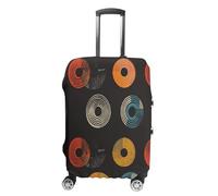 FekiLoot Dark Retro Pattern Travel Luggage Cover Stretchable Airplane Suitcase Protector Sleeve Universal Washable Fit for 19-32 Inch Checked Baggage,Water Resistant Durable Luggage Protector X-Large