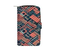 FekiLoot Dark Striped Pattern Wallet Large Capacity Travel Double Fold Wallets Portable Zipper Leather Purse for Women Men