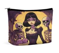 FekiLoot Dark Tone Skull Toiletry Bag Travel Cosmetic Bag with Zipper Personalized Makeup Pouch Makeup Pouch for Women for Use in Daily Life Travel Other Occasions