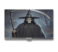 FekiLoot Death Scythe Business Card Holder Color Printing Men's And Women's Card Case Ultra-Thin Aluminum Alloy Cards Organizer Carry-on Pocket Wallet Business Cards Box