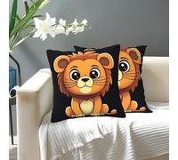 FekiLoot Decorative Throw Pillow Covers Modern Farmhouse Pillowcase Double Sided Cozy Cushion Cover for Sofa Couch Bed 16"X16" Cute Cartoon Lion