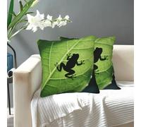 FekiLoot Decorative Throw Pillow Covers Modern Farmhouse Pillowcase Double Sided Cozy Cushion Cover for Sofa Couch Bed 18"X18" Frog Shadow On The Leaf