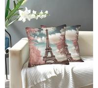 FekiLoot Decorative Throw Pillow Covers Modern Farmhouse Pillowcase Double Sided Cozy Cushion Cover for Sofa Couch Bed 18"X18" Vintage Style Eiffel Tower Paris