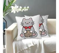 FekiLoot Decorative Throw Pillow Covers Modern Farmhouse Pillowcase Double Sided Cozy Cushion Cover for Sofa Couch Bed 20"X20" Gray Cartoon Cat