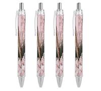 FekiLoot Deer Among Pink Cherry Blossoms Ballpoint Pens Retractable Ball Point Pens Smooth-Flowing Black Ink 0.5mm Writing Pen Black Ink Pen for Men Women 4 PCS