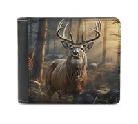 FekiLoot Deer Hunting Season PU Leather Wallet Bifold Wallet Front Pocket Wallets Fashion Purse Slim Billfold Credit Card Holder