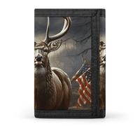 FekiLoot Deer Hunting Season Wallet Compact Blocking Trifold Wallets with Zipper Minimalist Purse Wallet Credit Card Holder