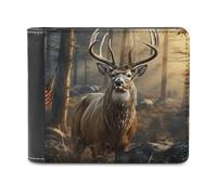 FekiLoot Deer Hunting Season Wallet Large Capacity Slim Bifold Wallet with Multiple Card Slots PU Leather Men Purse