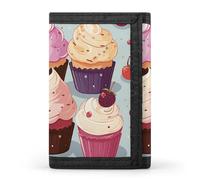 FekiLoot Delicious Cupcakes Wallet Compact Blocking Trifold Wallets with Zipper Minimalist Purse Wallet Credit Card Holder