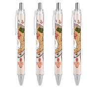 FekiLoot Delicious Sweet Ramen Ballpoint Pens Retractable Ball Point Pens Smooth-Flowing Black Ink 0.5mm Writing Pen Black Ink Pen for Men Women 4 PCS