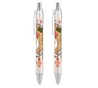 FekiLoot Delicious Sweet Ramen Ballpoint Pens Retractable Ball Point Pens Smooth-Flowing Black Ink 0.5mm Writing Pen Black Ink Pen for Men Women 2 PCS