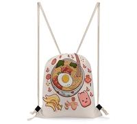 FekiLoot Delicious Sweet Ramen Drawstring Backpack Sports Gym Bag Drawstring Bags Foldable Backpack for Women Men