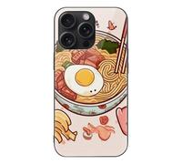 FekiLoot Delicious Sweet Ramen for iPhone 15 Case Tempered Glass TPU Back Panel Shockproof with Anti-Fingerprint Phone Cover Black