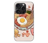 FekiLoot Delicious Sweet Ramen for iPhone 15 Case Tempered Glass TPU Back Panel Shockproof with Anti-Fingerprint Phone Cover Black