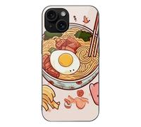 FekiLoot Delicious Sweet Ramen for iPhone 15 Case Tempered Glass TPU Back Panel Shockproof with Anti-Fingerprint Phone Cover Black