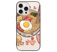 FekiLoot Delicious Sweet Ramen for iPhone 16 Case Tempered Glass TPU Back Panel Shockproof with Anti-Fingerprint Phone Cover Black