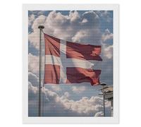 FekiLoot Denmark Danish Flag Diamond Painting Kits for Adults Full Drill Diamond Dots Art for Beginners DIY 5d Round Gem Diamond Pictures Art Kits Crafts Home Wall Decoration Gift 16"x20"