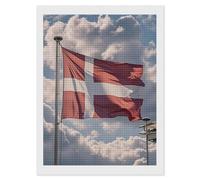 FekiLoot Denmark Danish Flag Diamond Painting Kits for Adults Full Drill Diamond Dots Art for Beginners DIY 5d Square Gem Diamond Pictures Art Kits Crafts Home Wall Decoration Gift 12"x16"