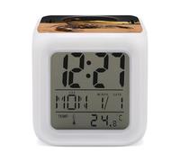 FekiLoot Desert Scorpion Eclipse Alarm Clock Night Light Alarms for Bedroom Smart Digital Alarm Clock LED Display Clocks with 7 Colorful Ambient Lights Sleep Timer for Heavy Sleepers Simple Operation