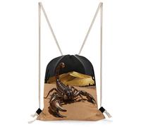 FekiLoot Desert Scorpion Eclipse Drawstring Backpack Sports Gym Bag Drawstring Bags Foldable Backpack for Women Men