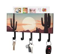 FekiLoot Desert with Cactus Key Holder for Wall Adhesive, No Drilling, Key Hooks with 5 Hooks Wall Mounted, Self Adhesive Keys Rack for Entryway, Hallway, Living Room, Kitchen, Office