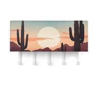 FekiLoot Desert with Cactus Key Holder for Wall Adhesive, No Drilling, Key Hooks with 5 Hooks Wall Mounted, Self Adhesive Keys Rack for Entryway, Hallway, Living Room, Kitchen, Office