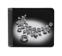 FekiLoot Diamond Jewelry Jewels Luxury Wallet Large Capacity Slim Bifold Wallet with Multiple Card Slots PU Leather Men Purse
