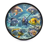 FekiLoot Different Fish Modern Wall Clock - 10 Inch Round, Silent Non-Ticking, Analog Display, Decorative Different Fish Digital Wall Clock for Living Room Classroom Office Decor