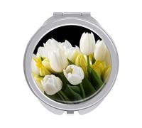 FekiLoot Different Flowers Compact Mirror Double-Sided Round Travel Makeup Mirrors 1x / 2X Magnifying Portable Metal Mini Pocket Handheld Vanity Mirror for Women Girls Mother