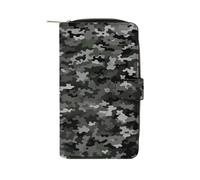 FekiLoot Digital Camo Wallet Large Capacity Travel Double Fold Wallets Portable Zipper Leather Purse for Women Men